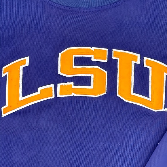 LSU Purple Pullover by Three Square Royce Apparel Chenille Lettering Unisex XL - Picture 6 of 9
